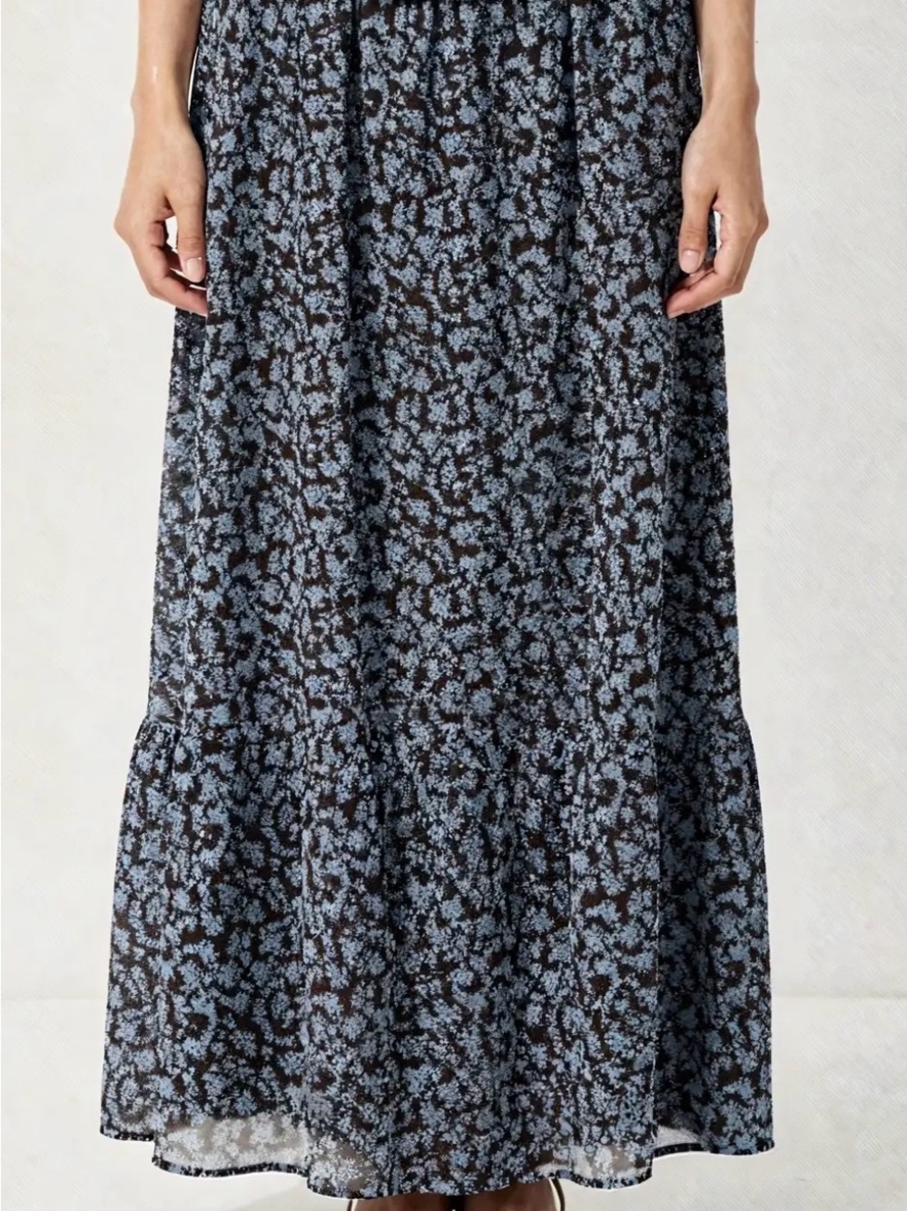 Mango Maxi Skirt with Blue Floral Print